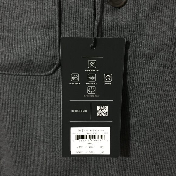 7 Diamonds Men's Charcoal Gray Shirt Jacket Shacket Size M-NWT - Picture 7 of 7
